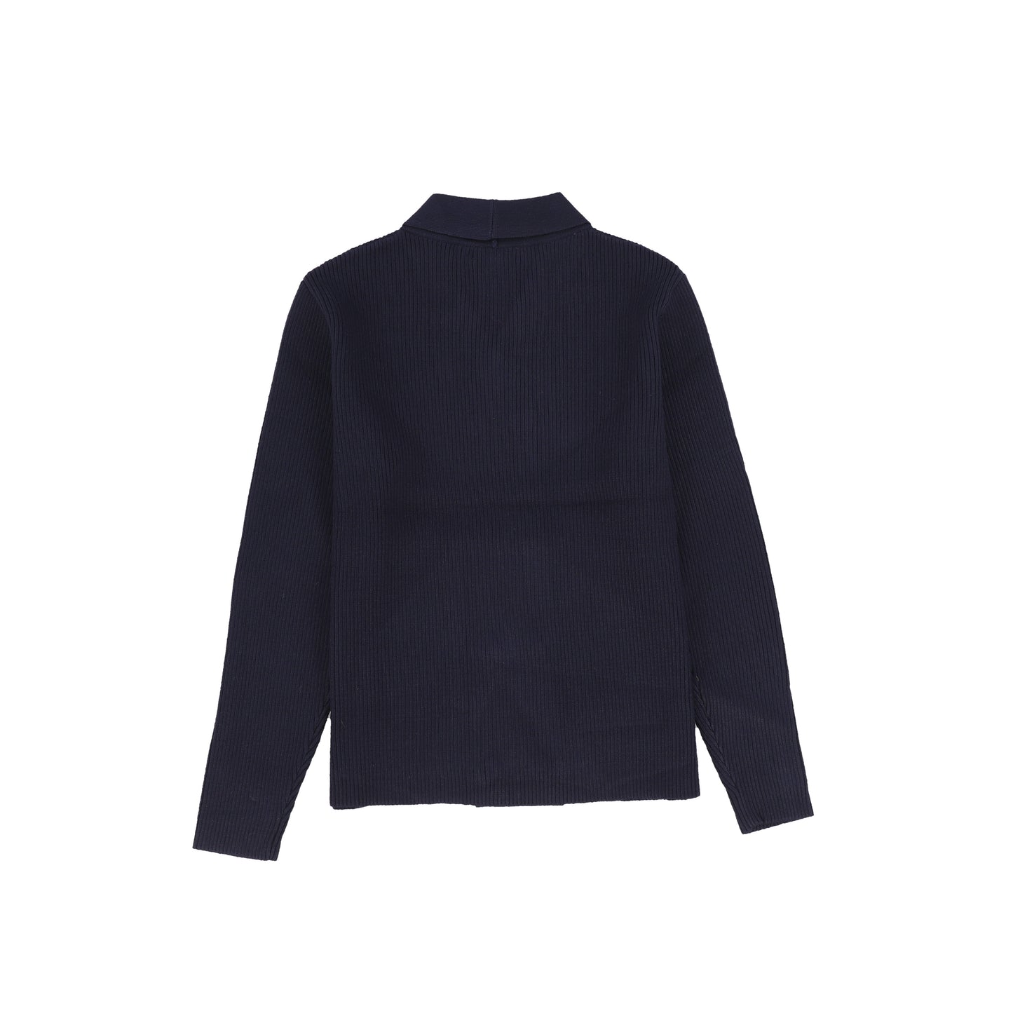 Bamboo Navy Ribbed Knit Double Breasted Blazer [FINAL SALE]