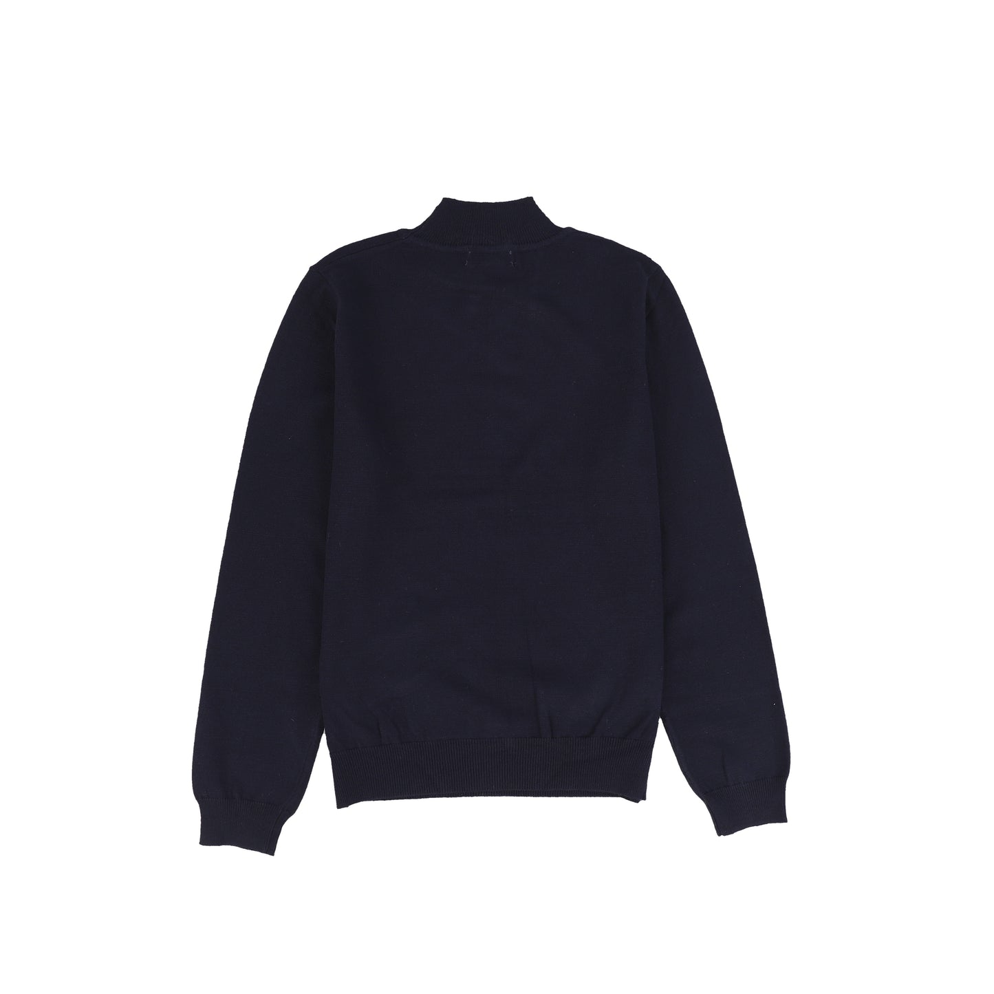 Bamboo Navy Knit Emblem Mock Neck Sweater [FINAL SALE]