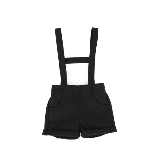 Bamboo Black Wool Button Suspender Shorts [FINAL SALE]