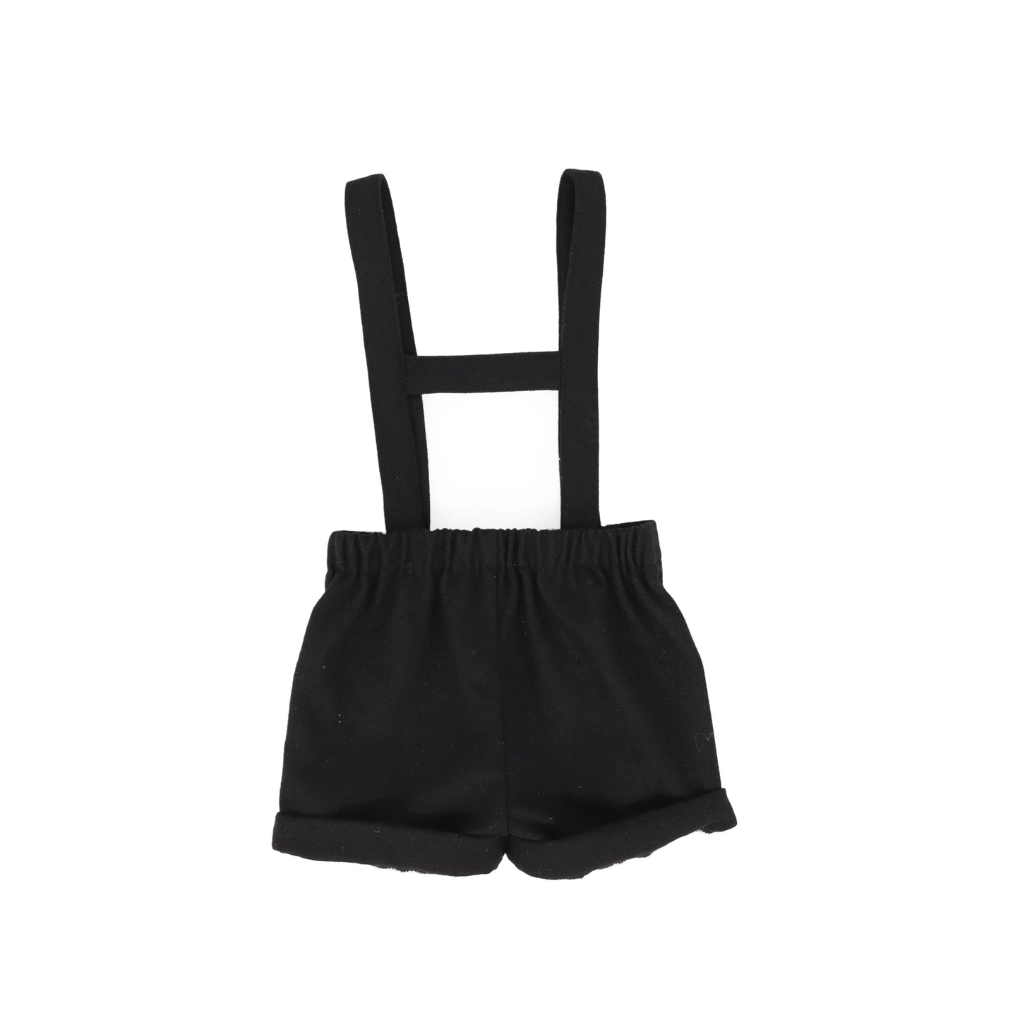 Bamboo Black Wool Button Suspender Shorts [FINAL SALE]