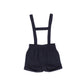 Bamboo Navy Wool Button Suspender Shorts [FINAL SALE]