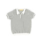 LE BOURDON SAGE GREEN STRIPED COLLAR SWEATER