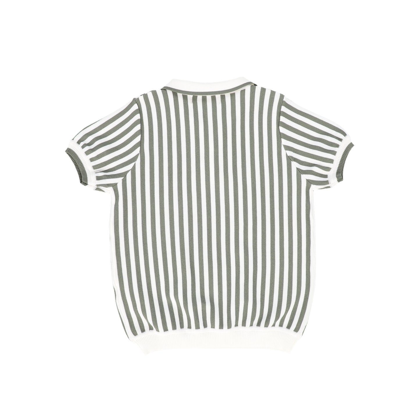 LE BOURDON SAGE GREEN STRIPED COLLAR SWEATER