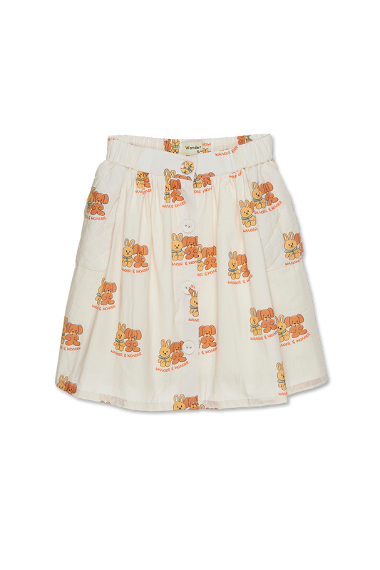 WANDER & WONDER STUFFED ANIMAL PRINTED BUTTON SKIRT [FINAL SALE]