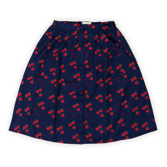 WANDER & WONDER NAVY APPLE PRINT SKIRT