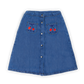 WANDER & WONDER DENIM EMBROIDERED CHERRY SKIRT
