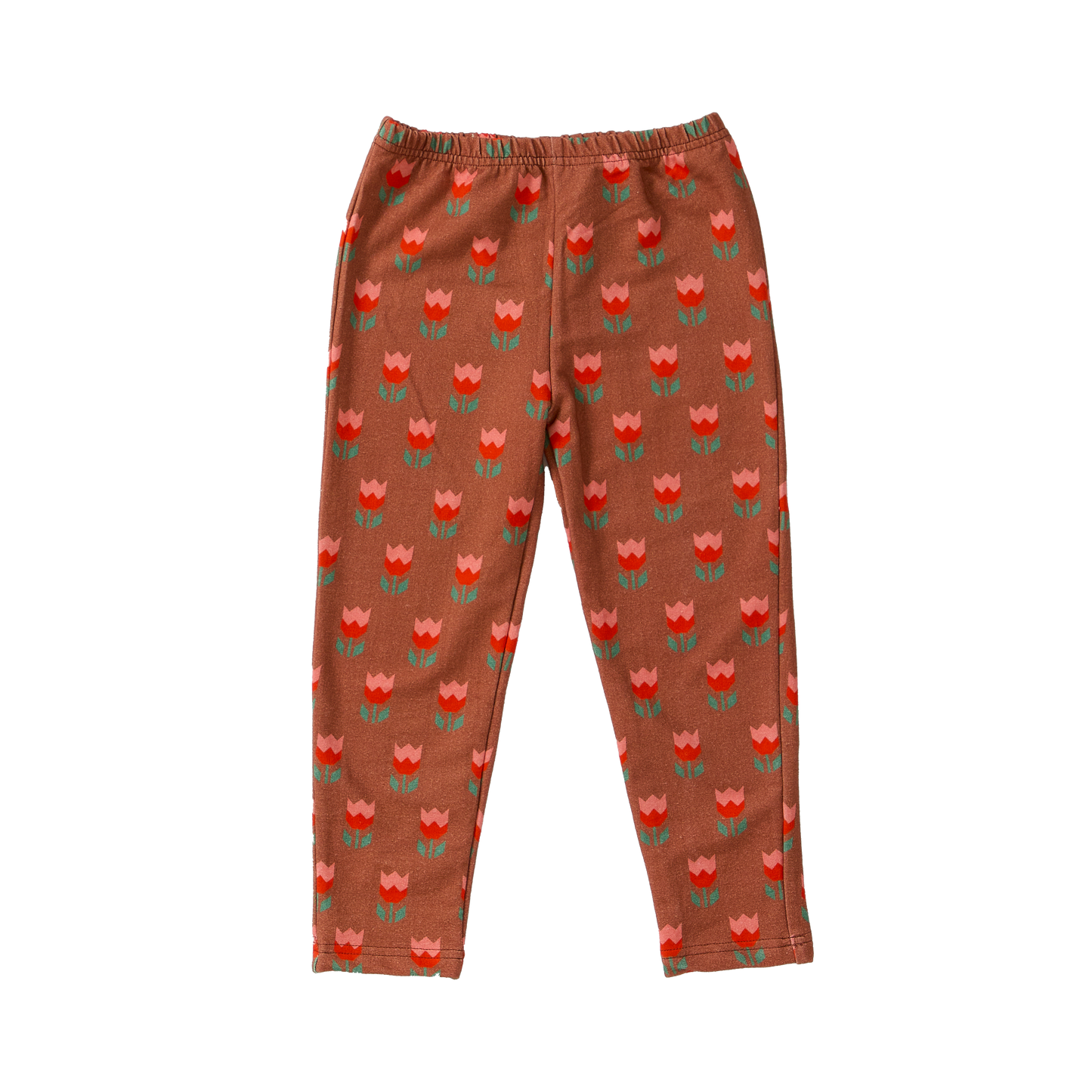 WANDER & WONDER ORANGE FLORAL RIBBED LEGGINGS