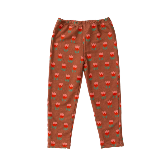 WANDER & WONDER ORANGE FLORAL RIBBED LEGGINGS