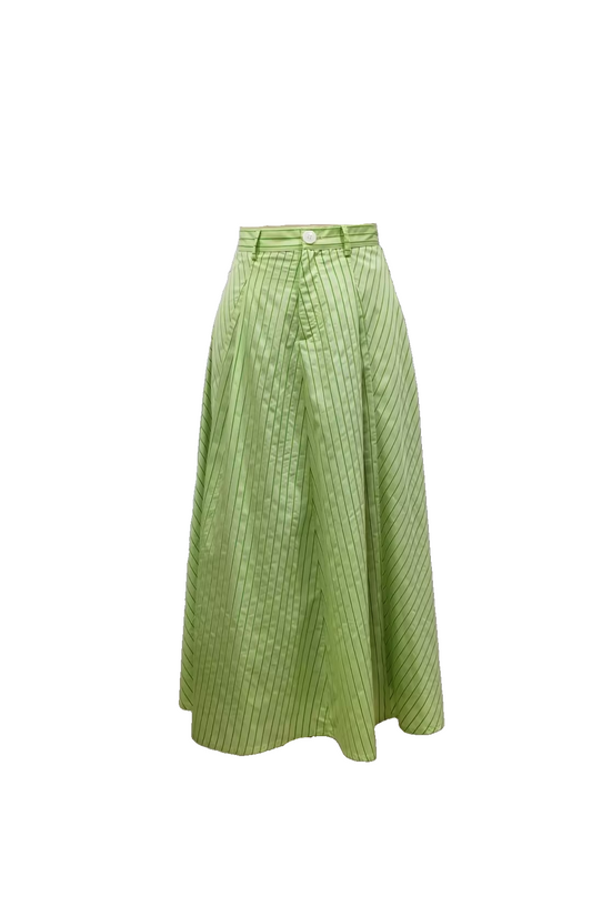 VALENTINA GREEN STRIPE FLY SKIRT