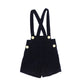 ONE CHILD NAVY VELVET BUTTON SUSPENDER SHORTS