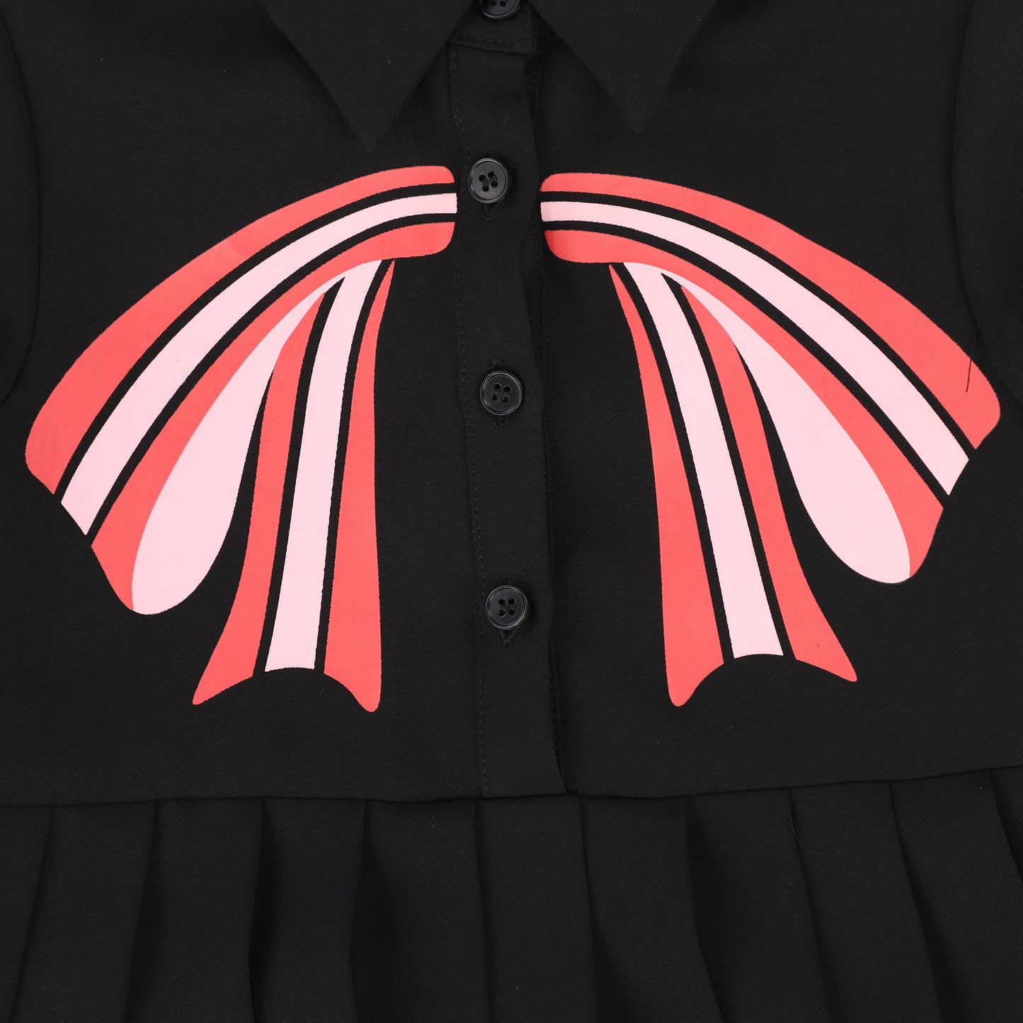 PAPILLON BLACK PLEATED BOW DRESS