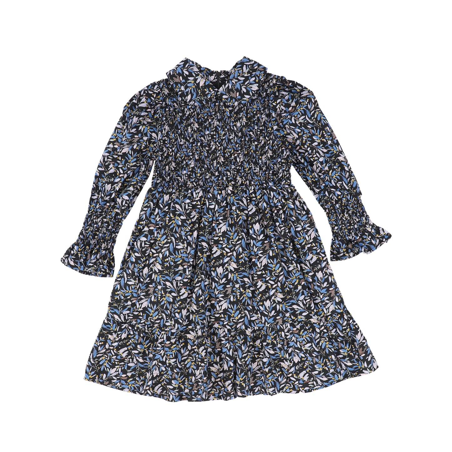 ONE CHILD NAVY FLORAL SMOCKED COLLAR DRESS