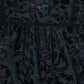 PAPILLON TEAL VELVET FLORAL RUFFLE TRIM DRESS