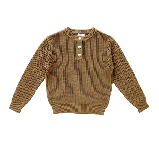 COCO BLANC TAUPE GRAPHIC CHUNKY KNIT SWEATER