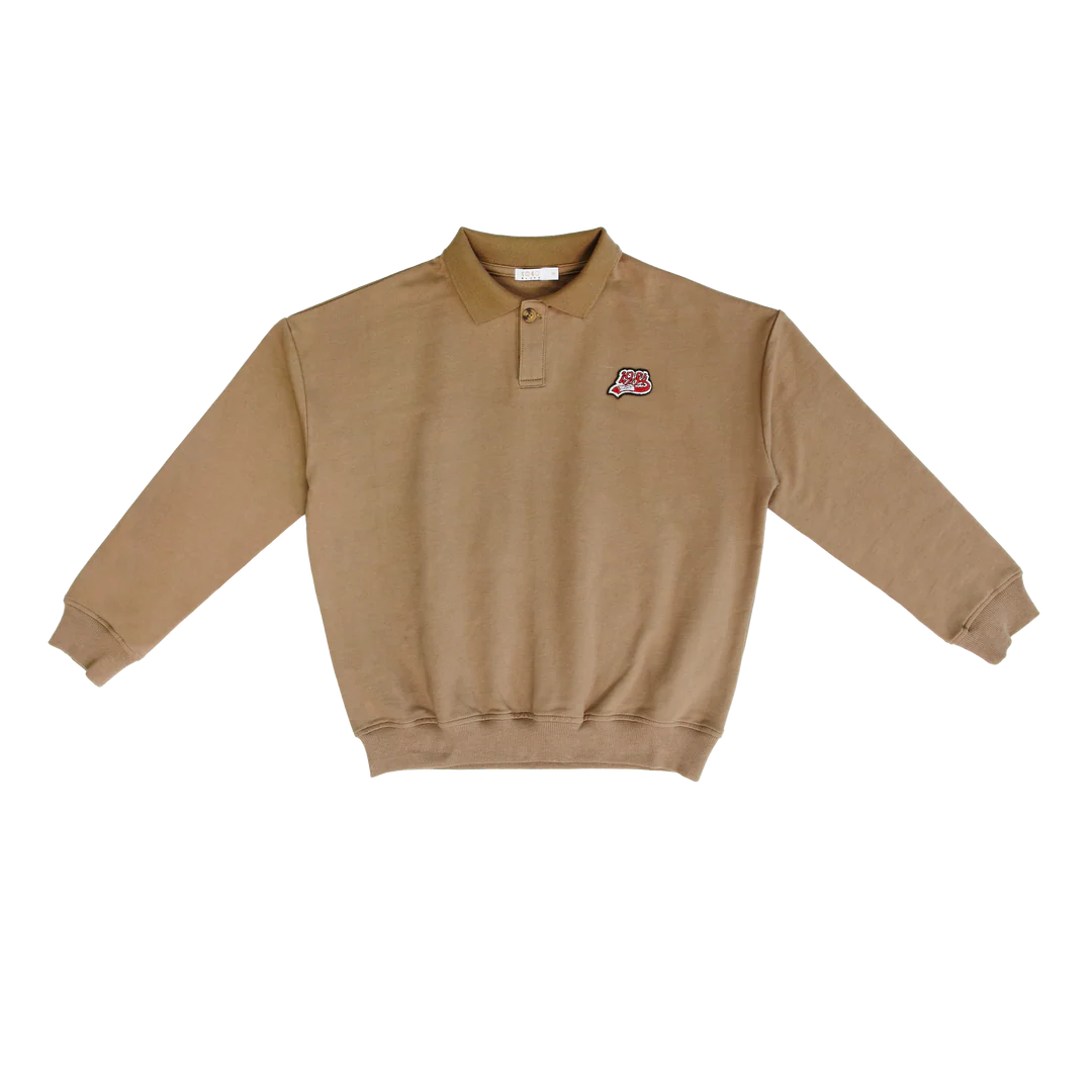 COCO BLANC TAUPE GRAPHIC POLO SWEATSHIRT