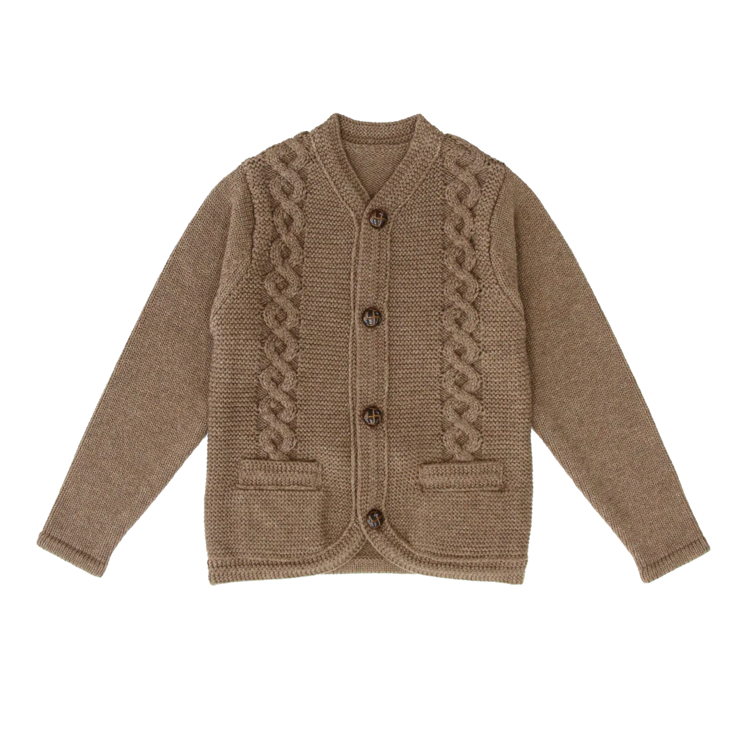 COCO BLANC MOCHA CABLE KNIT CARDIGAN