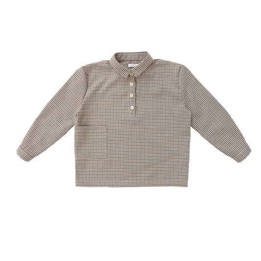 COCO BLANC BROWN HOUNDSTOOTH COLLAR SHIRT