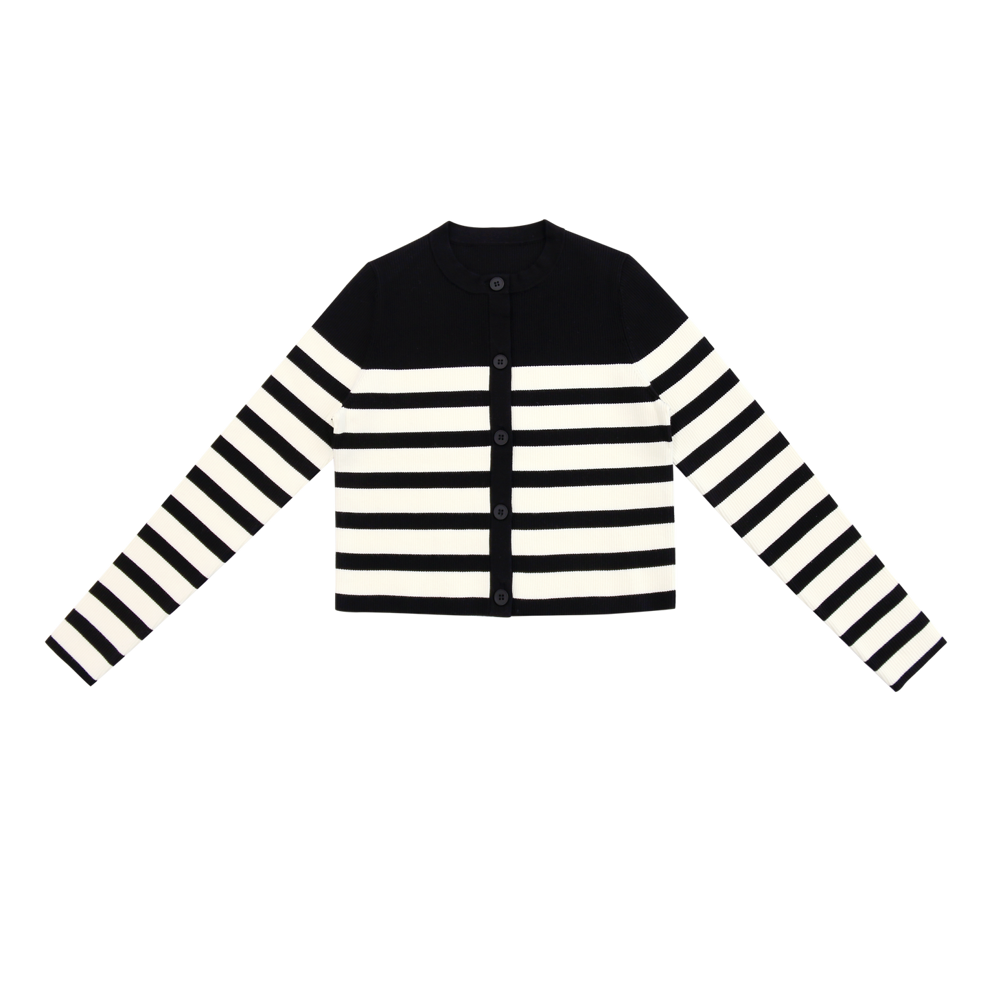 COCO BLANC BLACK/CREAM RIBBED CARDIGAN