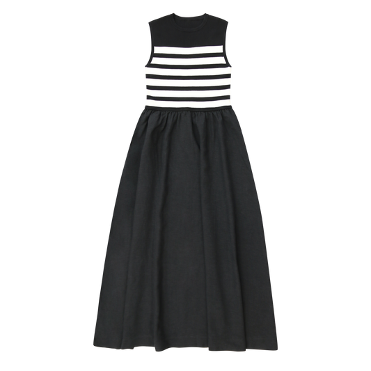 COCO BLANC BLACK/CREAM STRIPED MAXI DRESS