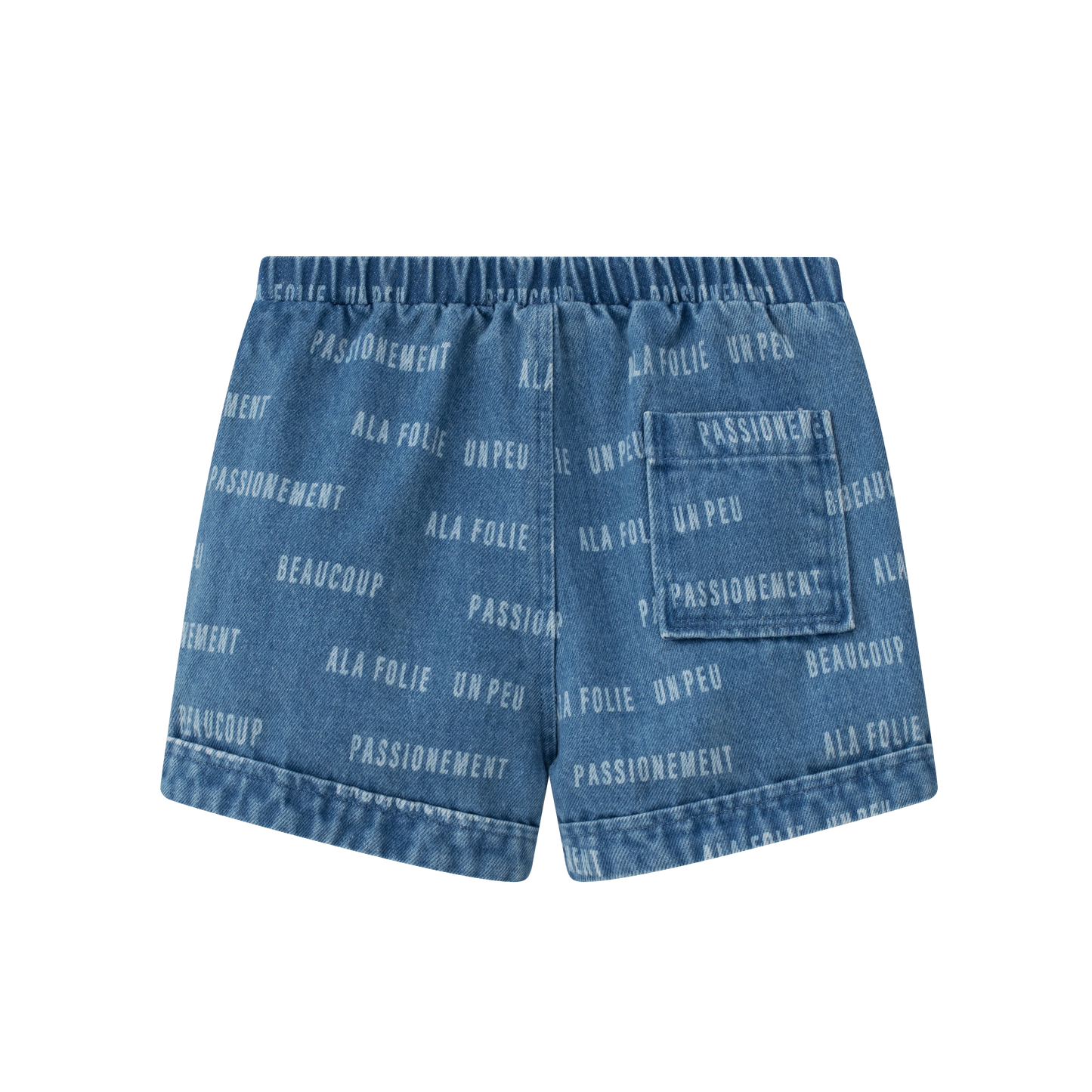 COCO BLANC BLUE DENIM WORDED SHORTS