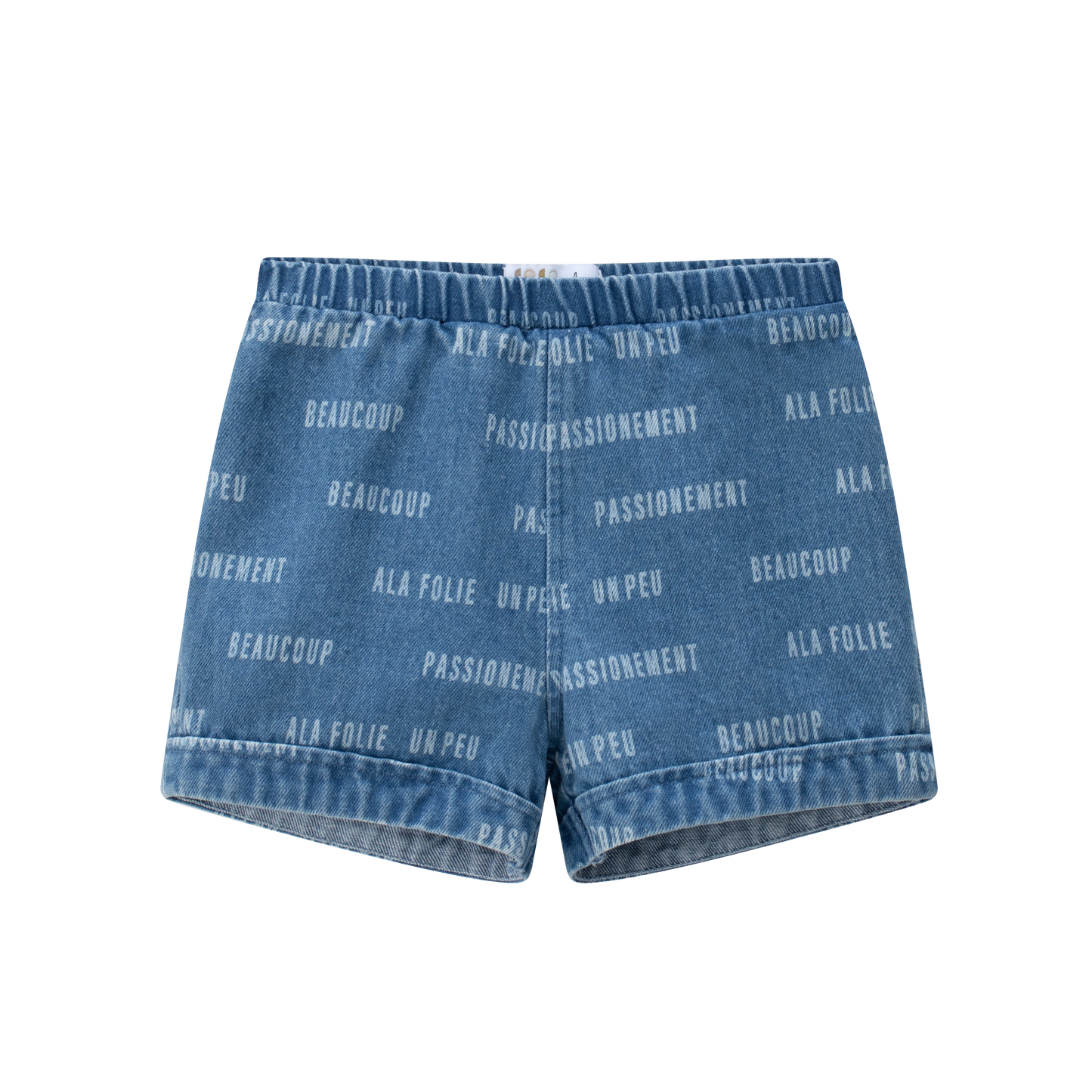 COCO BLANC BLUE DENIM WORDED SHORTS