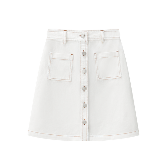 COCO BLANC WHITE DENIM POCKET SKIRT