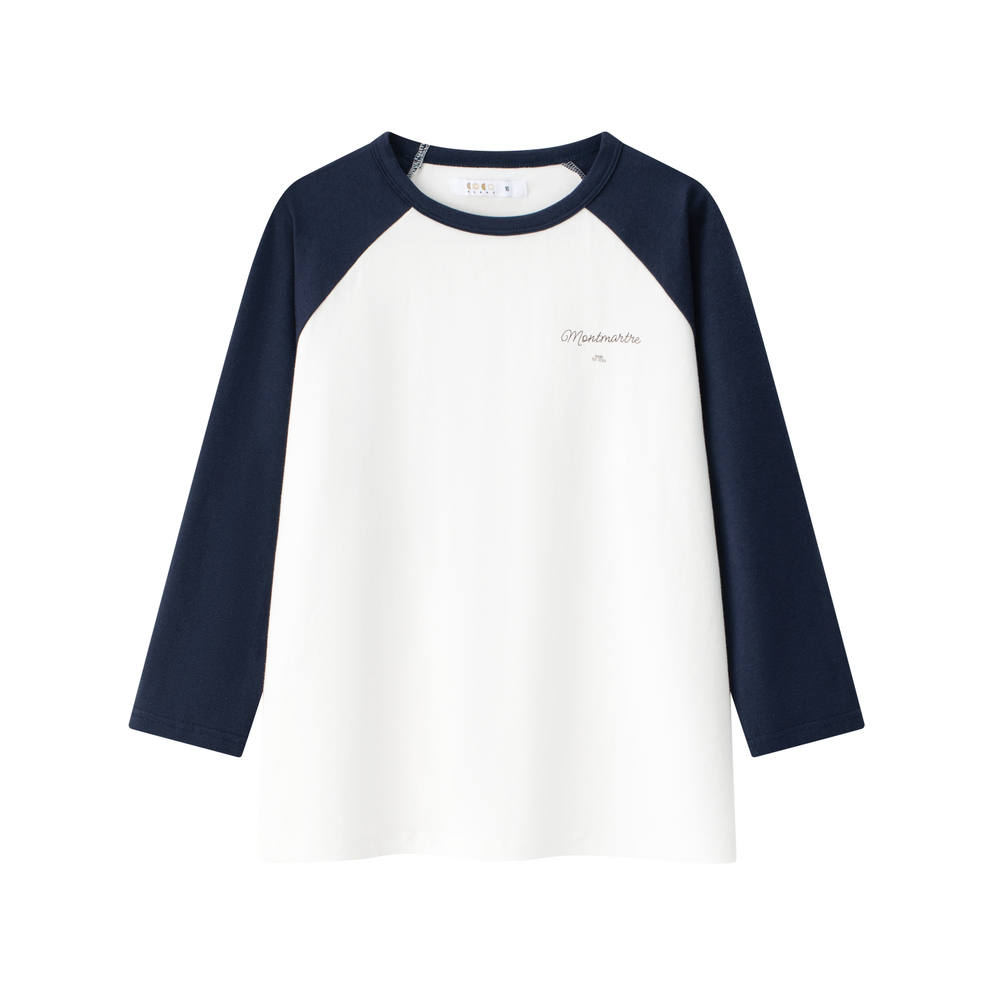 COCO BLANC WHITE/NAVY RAGLAN 3/4 SLEEVE T-SHIRT