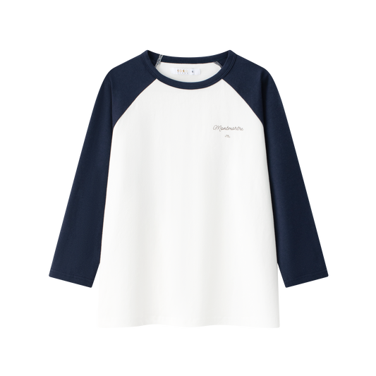 COCO BLANC WHITE/NAVY RAGLAN 3/4 SLEEVE T-SHIRT