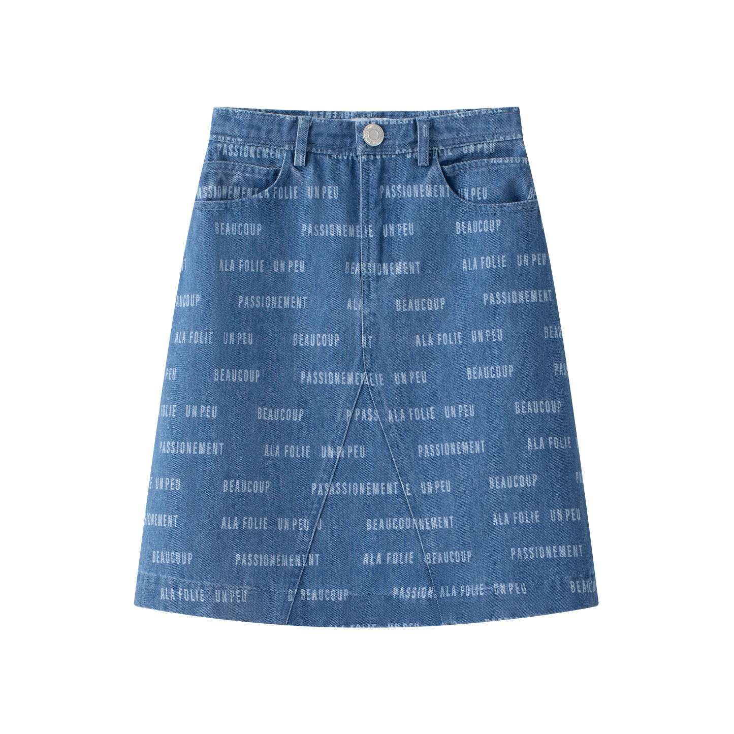 COCO BLANC BLUE DENIM WORDED SKIRT