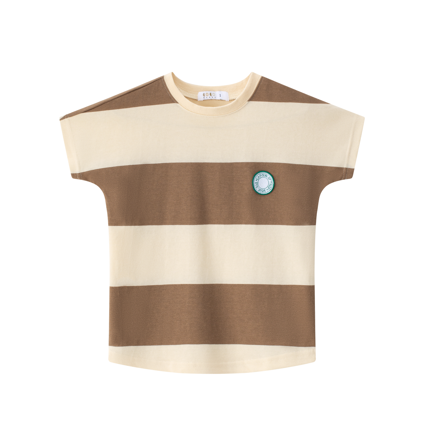 COCO BLANC BROWN WIDE STRIPE SS T-SHIRT