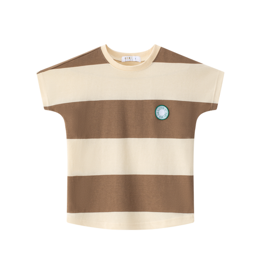 COCO BLANC BROWN WIDE STRIPE SS T-SHIRT
