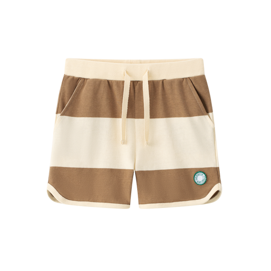 COCO BLANC BROWN WIDE STRIPE SHORTS