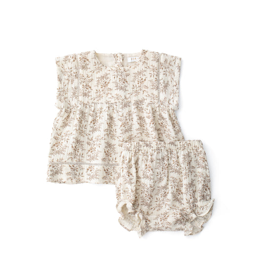 COCO BLANC TAN FLORAL BLOOMER SET