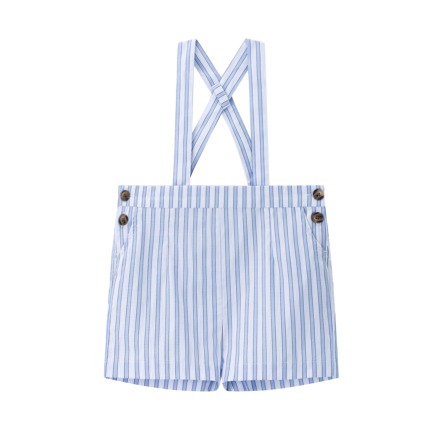 COCO BLANC BLUE STRIPE BUTTON SUSPENDER SHORTS