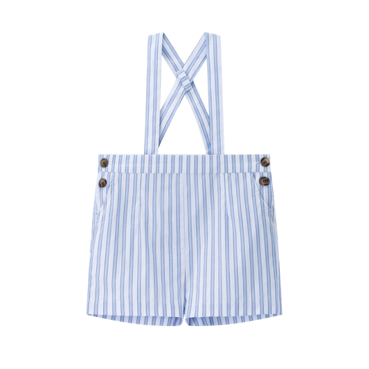 COCO BLANC BLUE STRIPE BUTTON SUSPENDER SHORTS