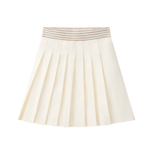 COCO BLANC CREAM STRIPE TRIM PLEAT SKIRT