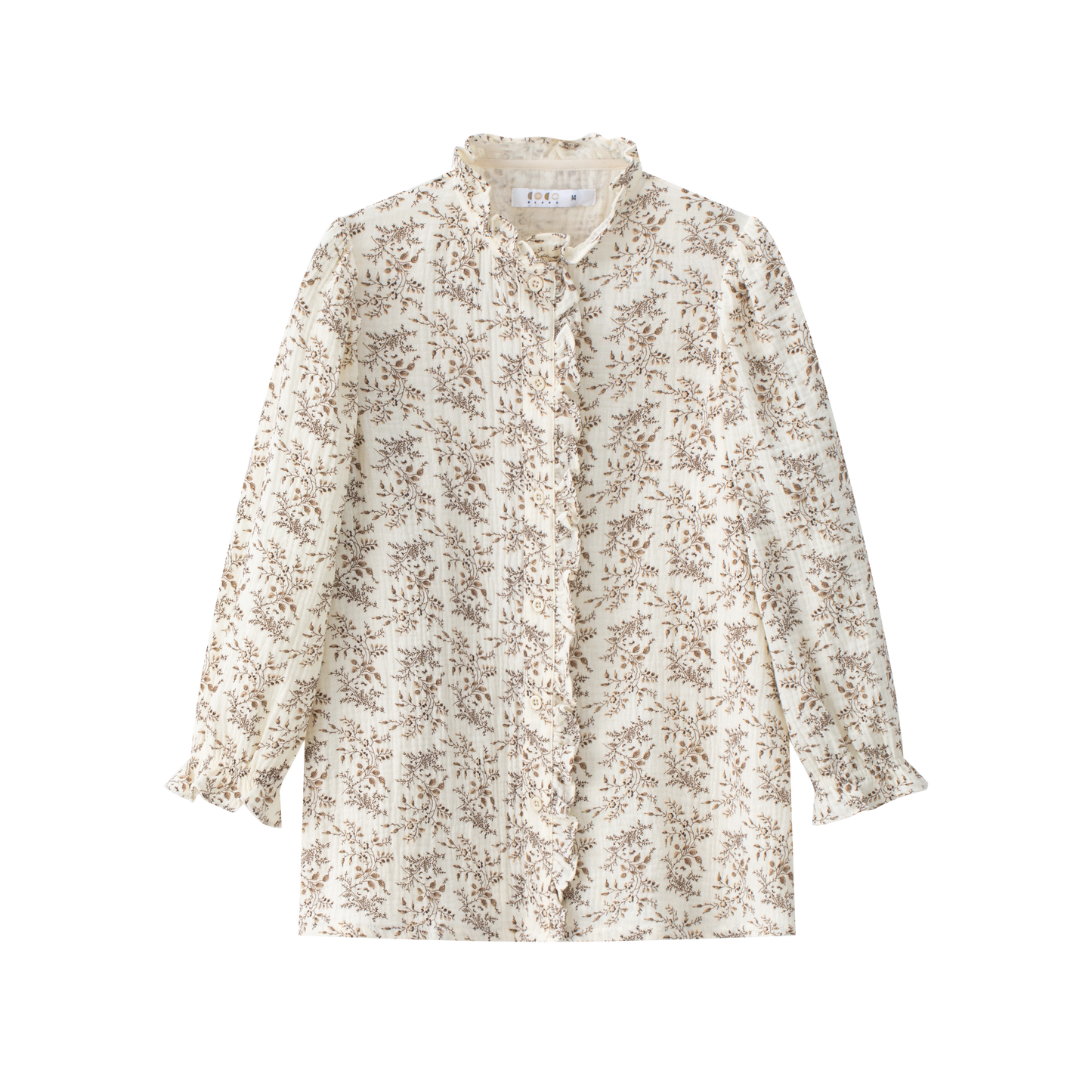 COCO BLANC TAN FLORAL BLOUSE