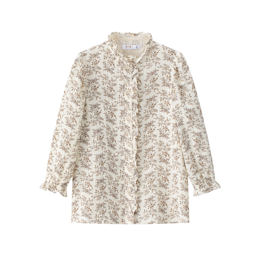 COCO BLANC TAN FLORAL BLOUSE