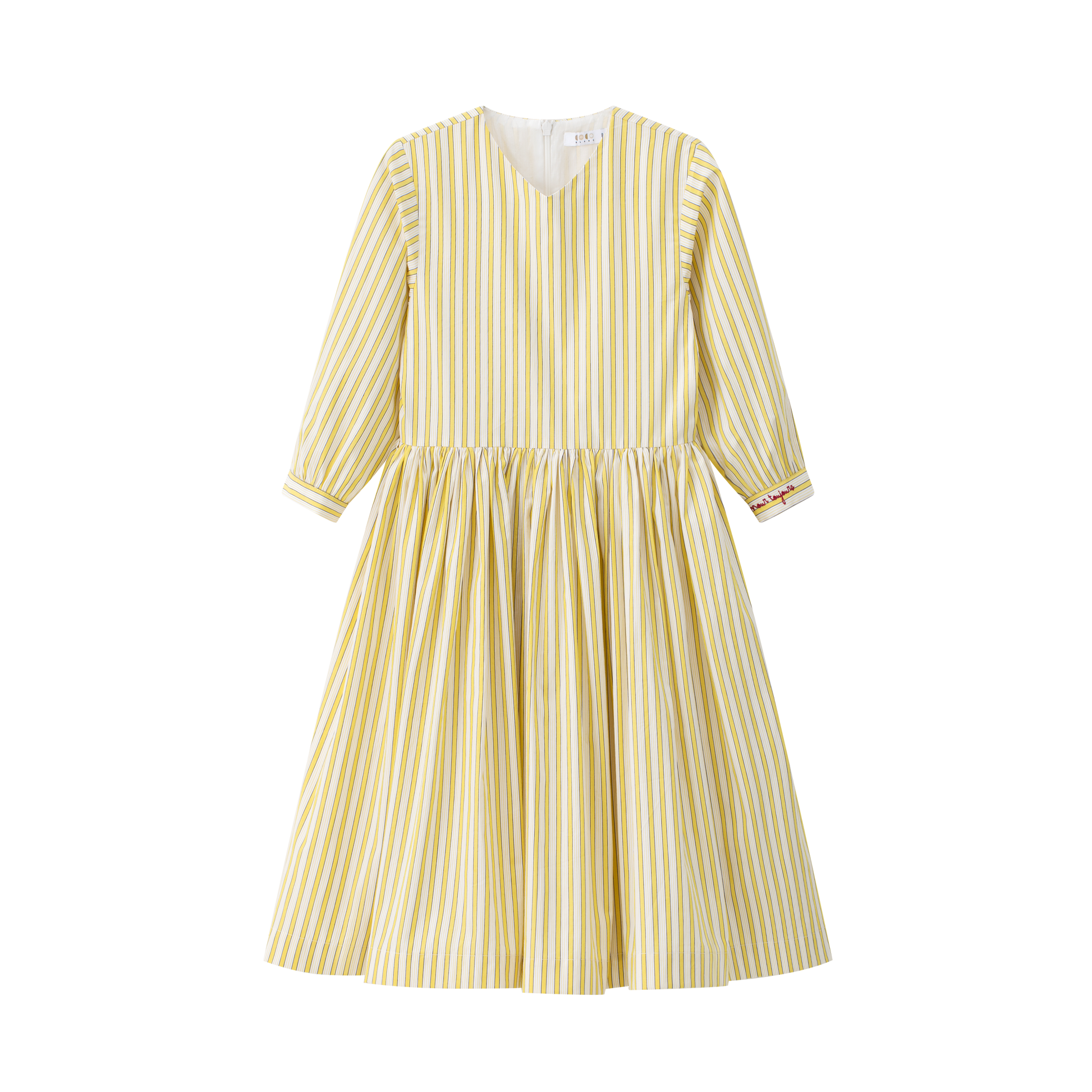 Coco Blanc Yellow Striped Dress 6 / Yellow