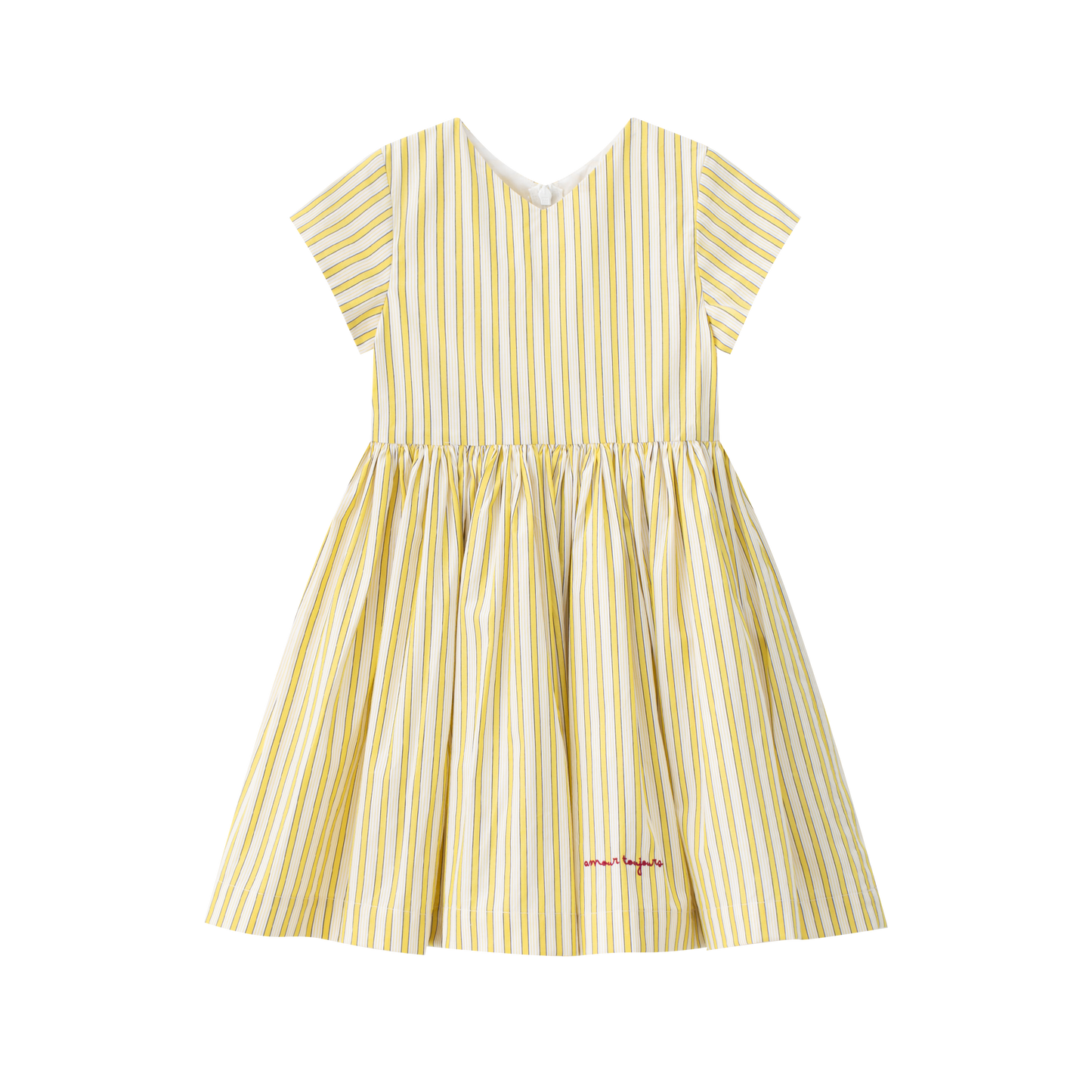 COCO BLANC YELLOW STRIPED WAIST SS DRESS