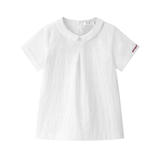 COCO BLANC WHITE PLEAT COLLAR BLOUSE