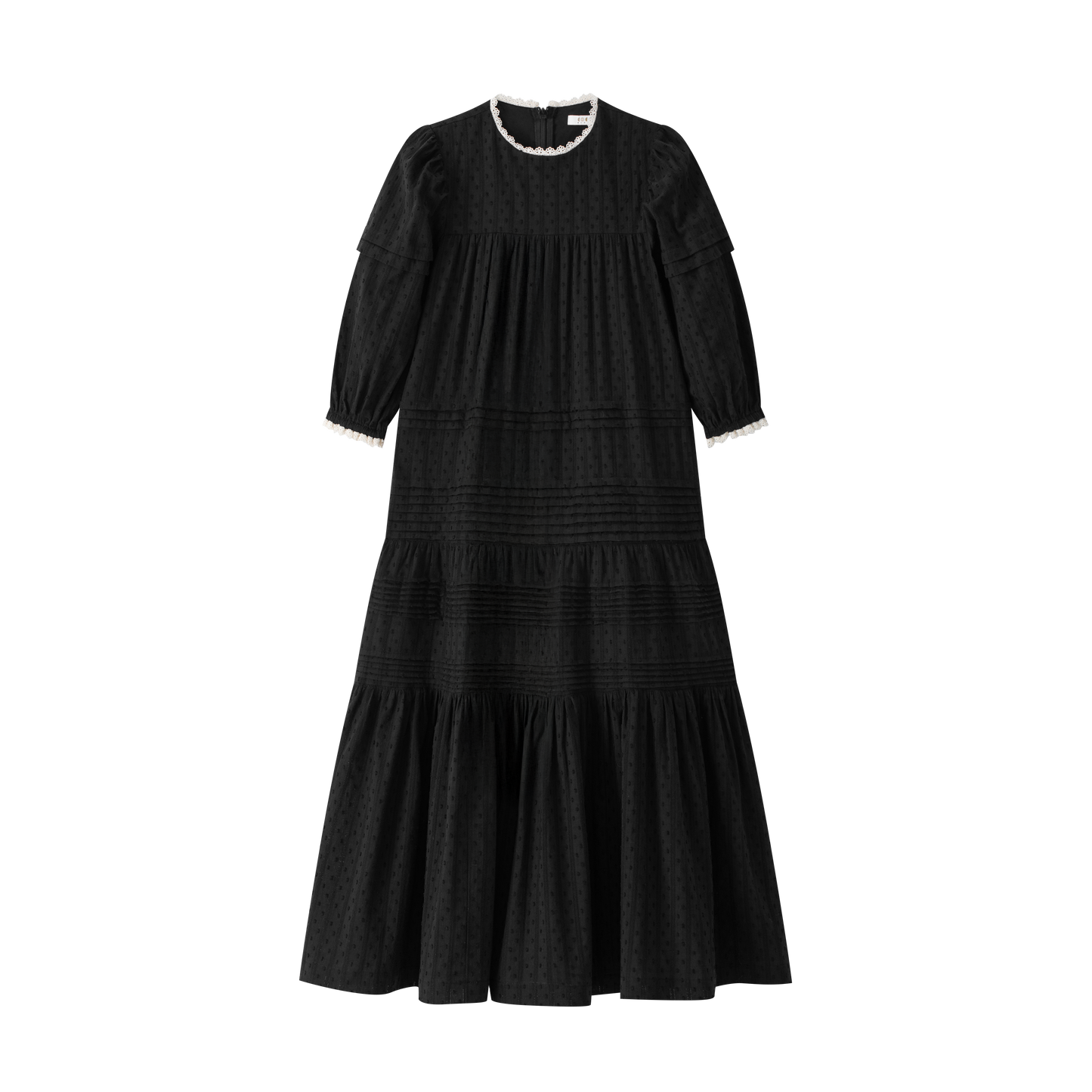 COCO BLANC BLACK TIERED MAXI DRESS