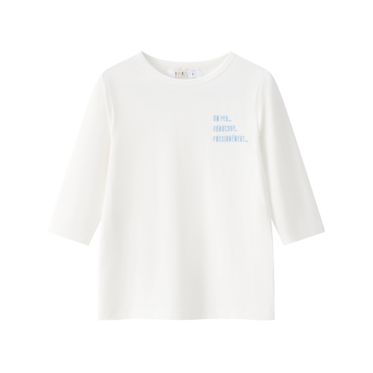 COCO BLANC WHITE WORDED 3/4 SLEEVE T-SHIRT