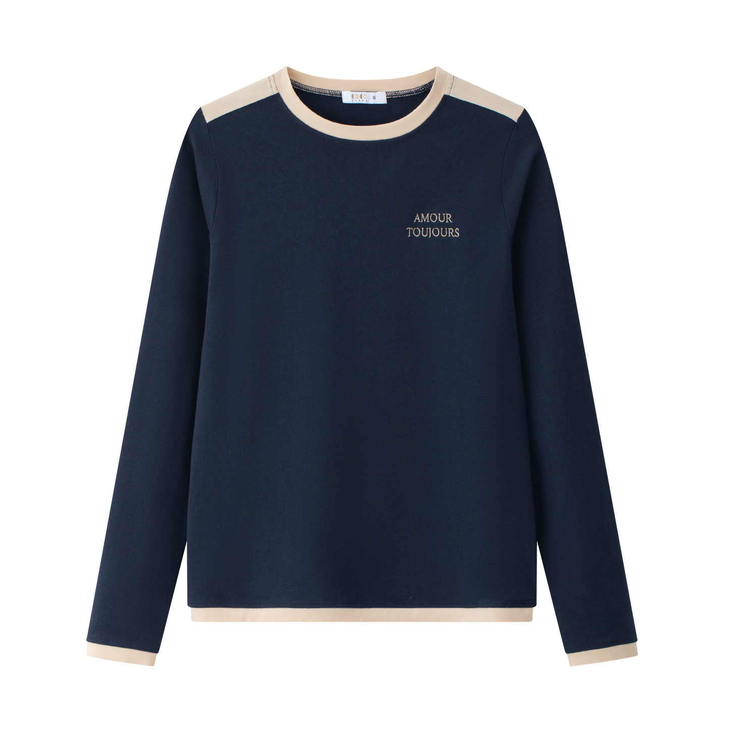 COCO BLANC NAVY/BEIGE TRIM T-SHIRT