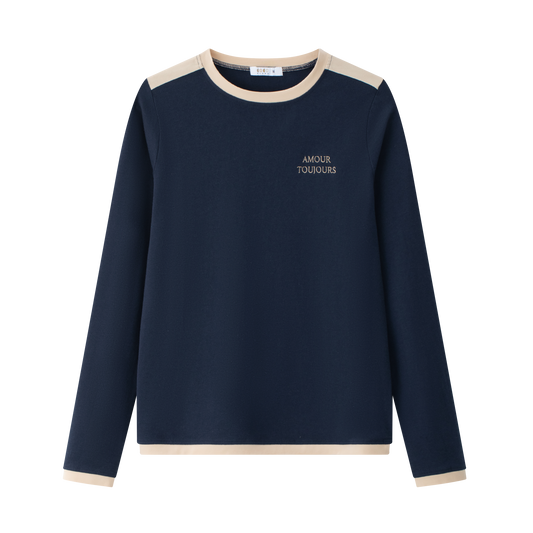COCO BLANC NAVY/BEIGE TRIM T-SHIRT