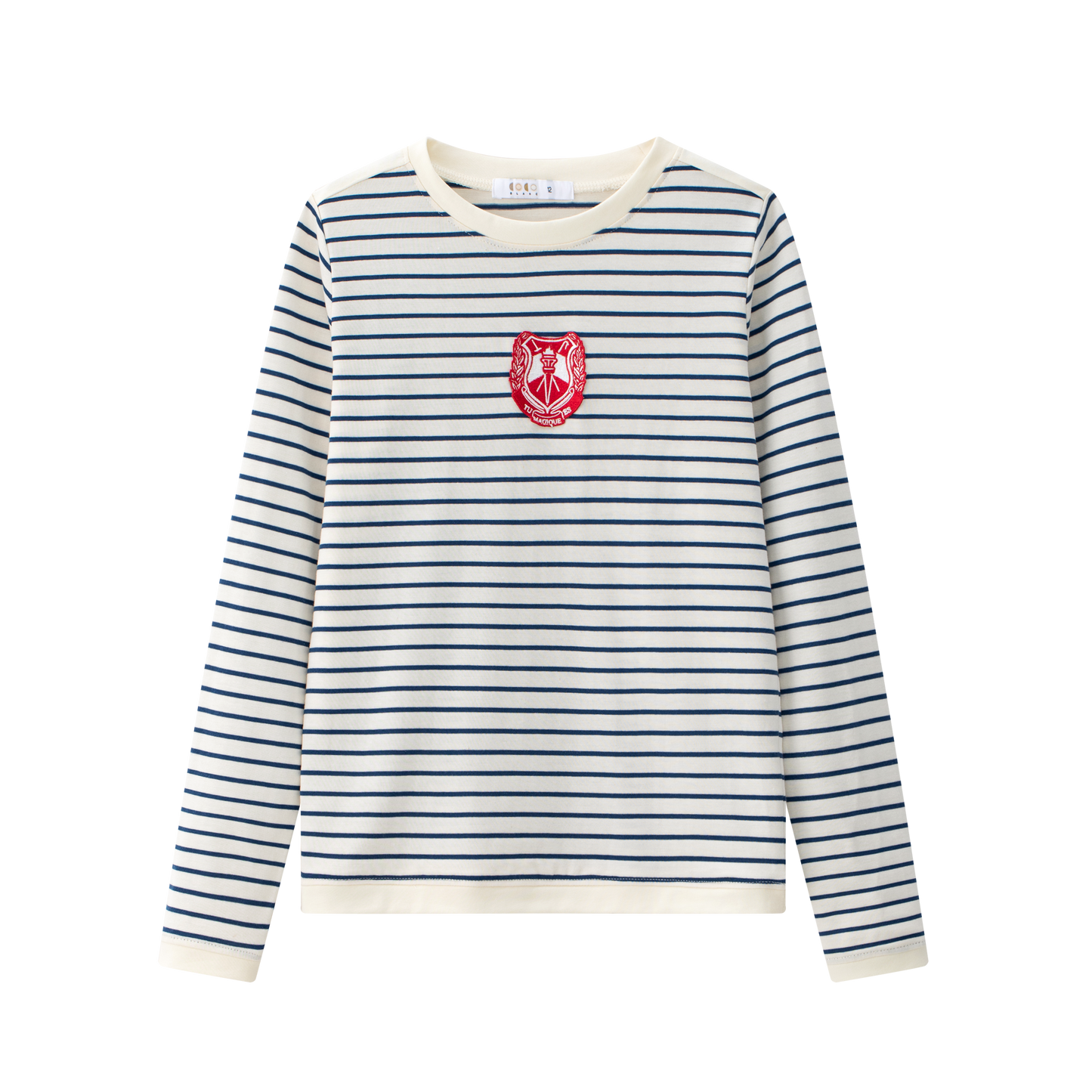 COCO BLANC NAVY STRIPE EMBLEM T-SHIRT