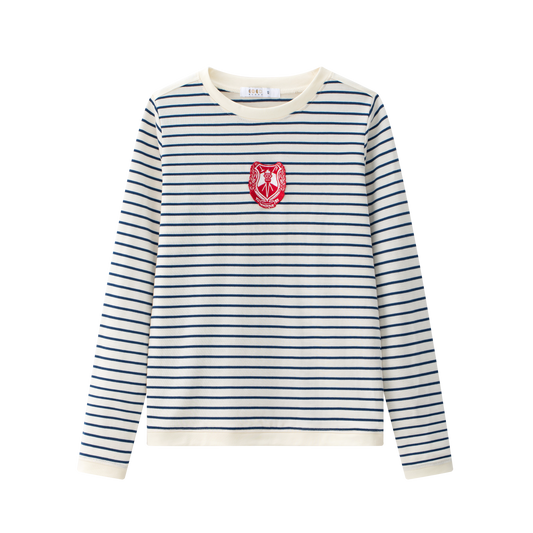 COCO BLANC NAVY STRIPE EMBLEM T-SHIRT