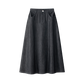 COCO BLANC BLACK DENIM DROP WAIST MIDI SKIRT