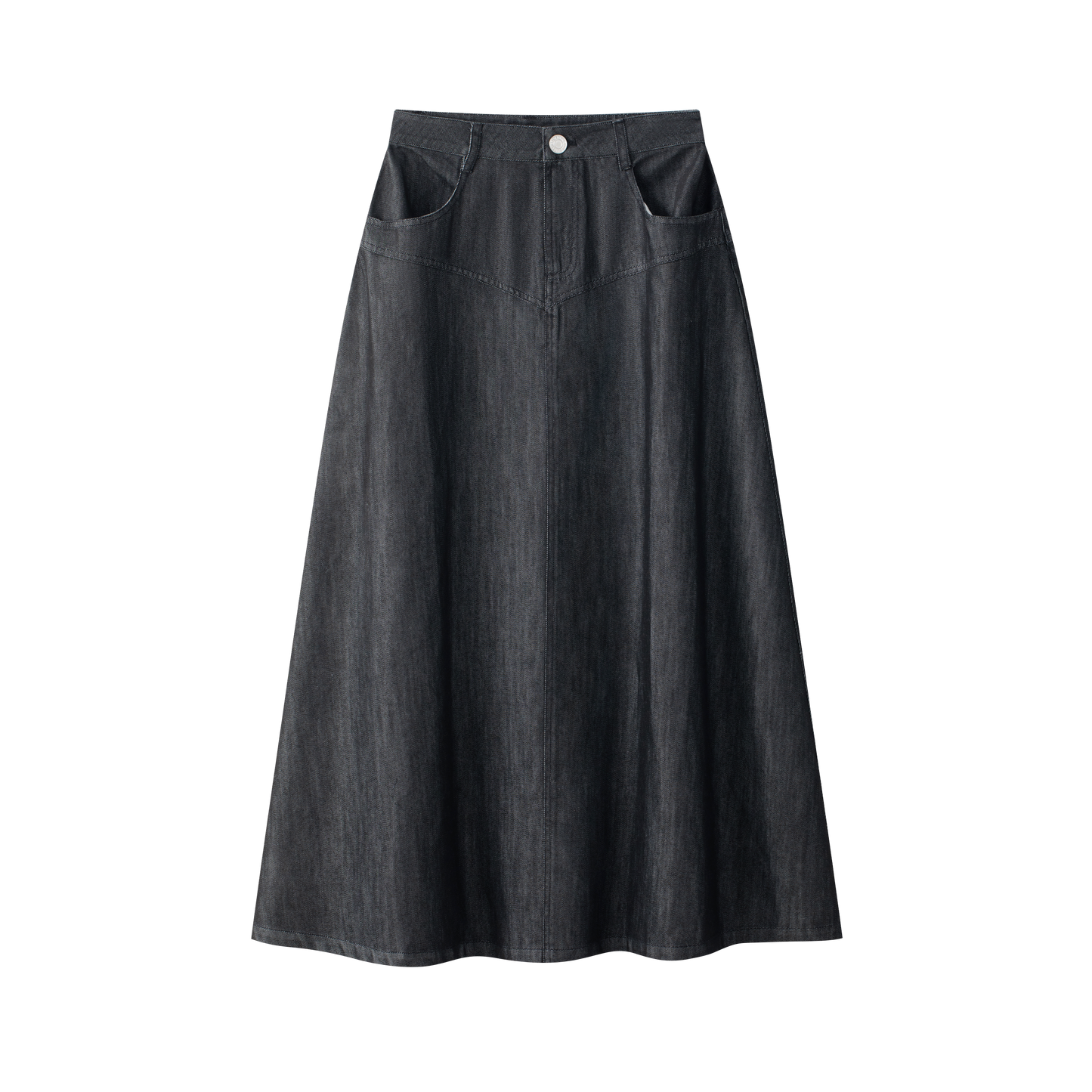 COCO BLANC BLACK DENIM DROP WAIST MIDI SKIRT