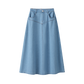 COCO BLANC BLUE DENIM DROP WAIST MIDI SKIRT